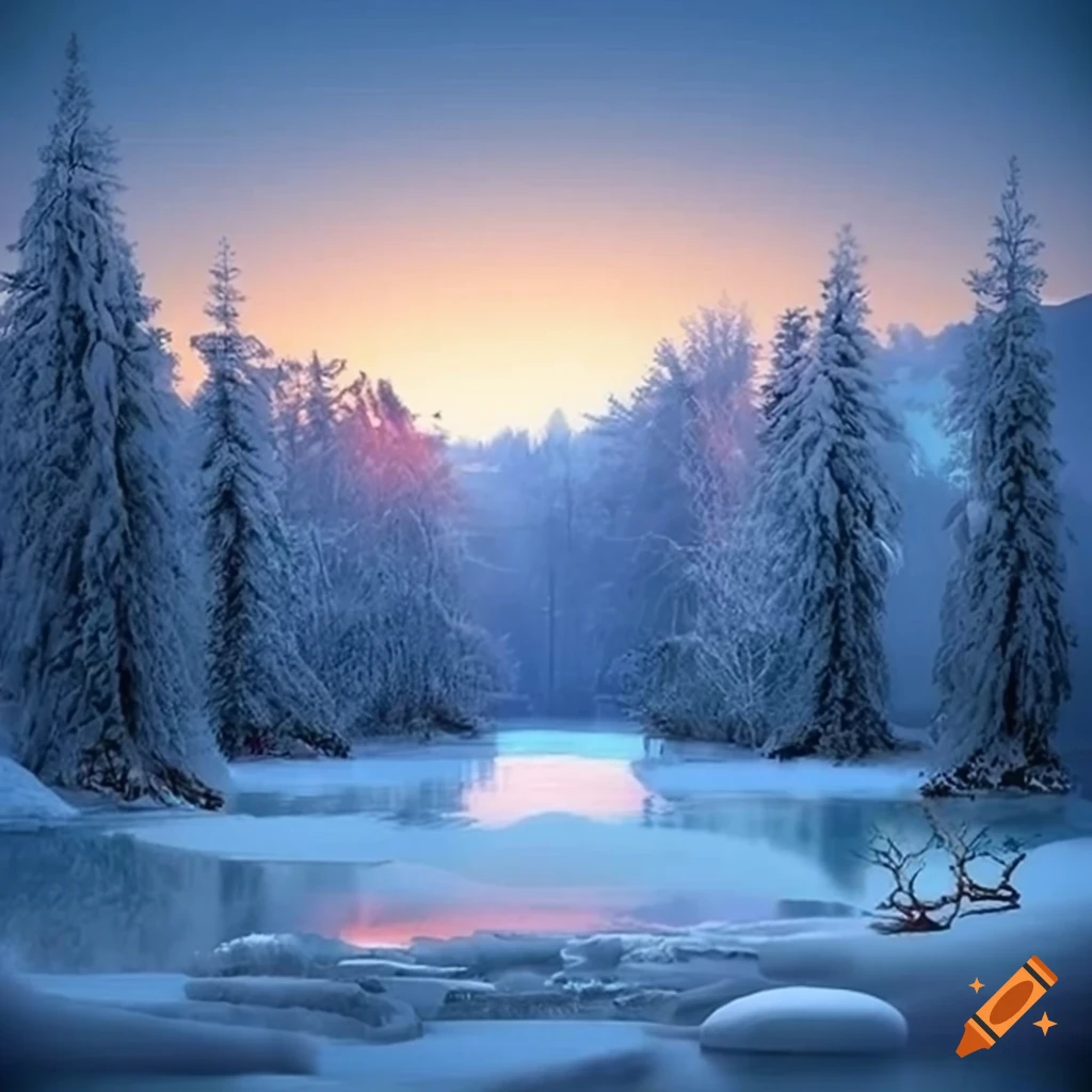 High-quality, photo-realistic image of a winter wonderland set in a ...