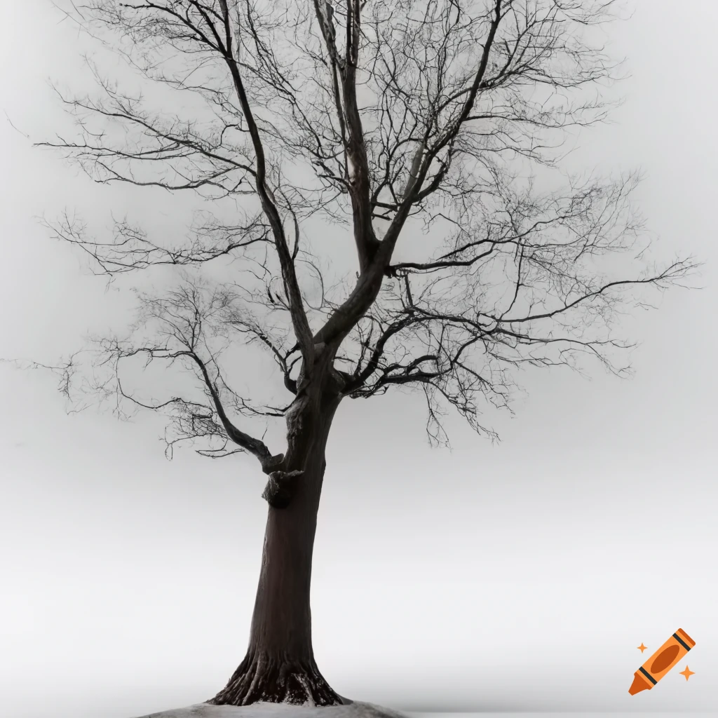 Photo of a Tree, All White Background, 4k, Photorealistic, High Focal Length, 4 Point Lighting, Taken with Canon EOS C500 Mark 2