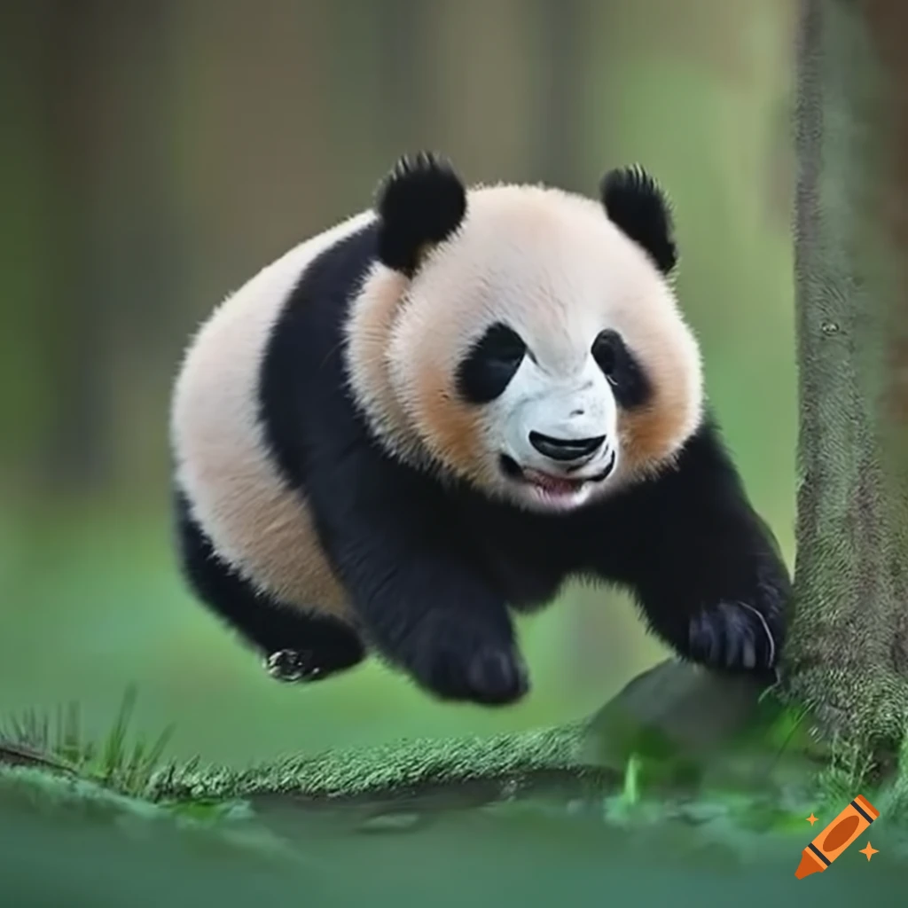 Panda running on Craiyon