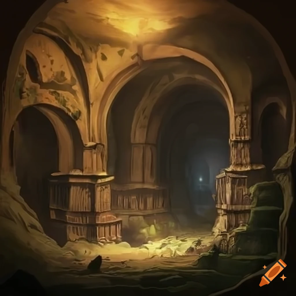 Fantasy scenery, a city in an underground cavern on Craiyon