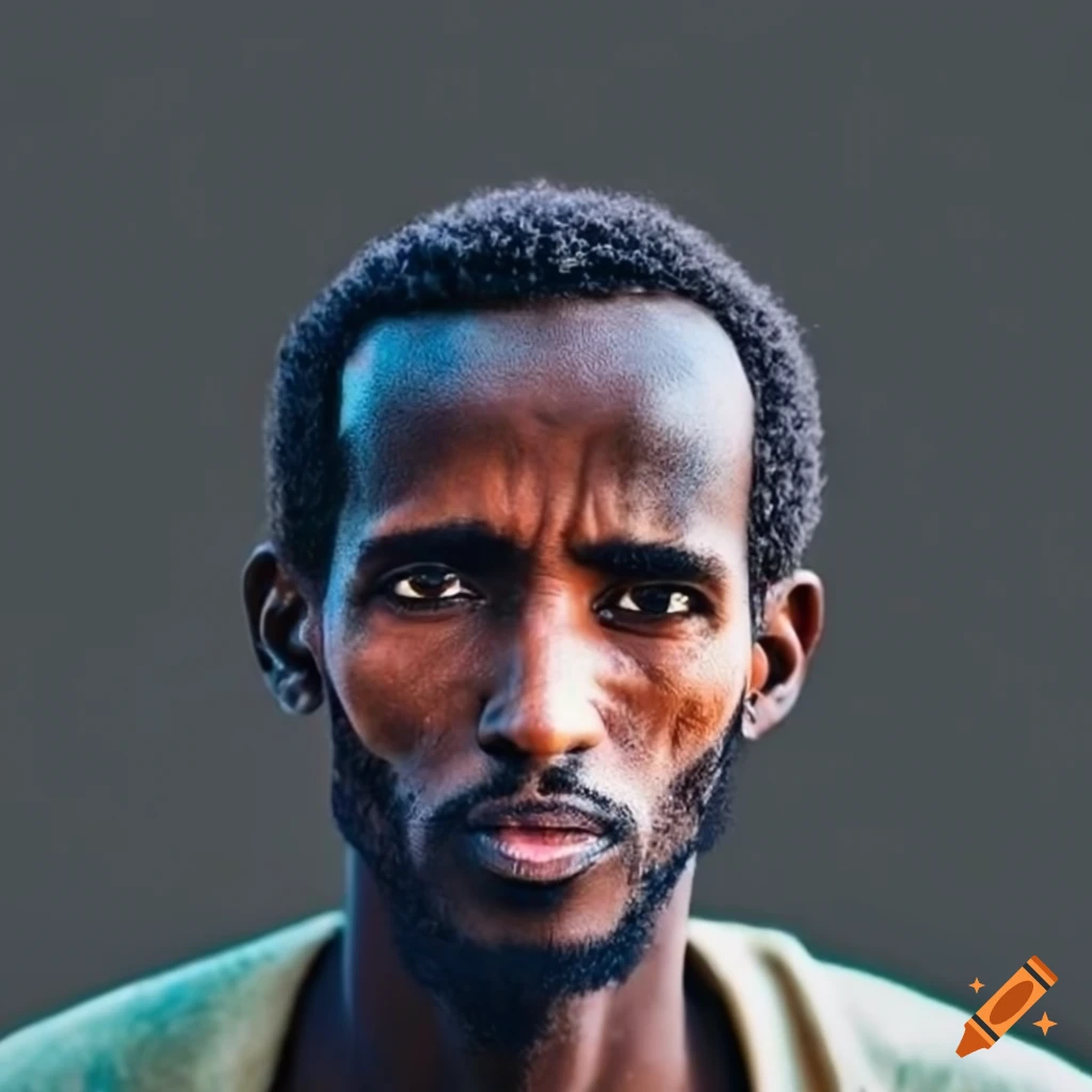 A front view close up image of a somalian man