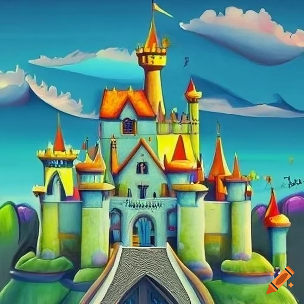 Fantasy Castle Drawing Fresh Look Color Background Painting Picture For  Home Modern Decoration For Bedroom Kitchen Dining Room Canvas Wall Art  Picture Artwork : Amazon.se: Home & Kitchen