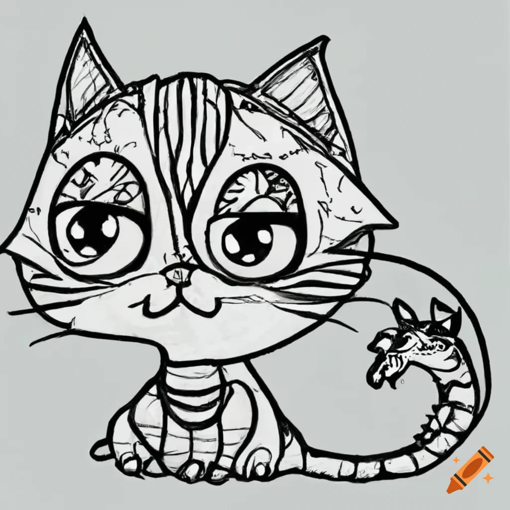 Cat Horror Drawing - Gato Horror Desenho