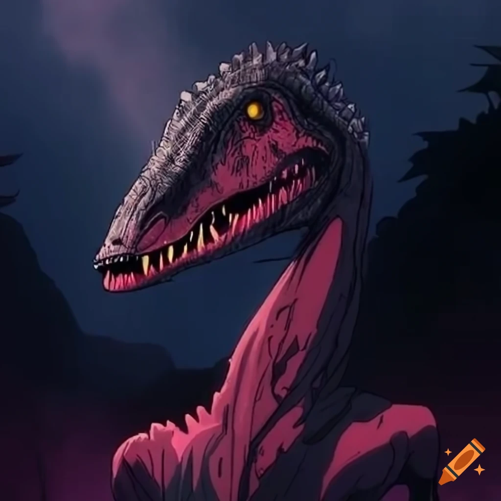 Jurassic park as a 80's dark fantasy anime