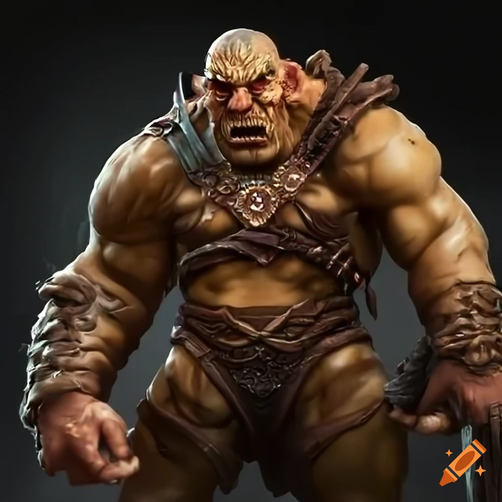 Fantasy ogre warrior, heavily muscled, 8k, intricate details on Craiyon