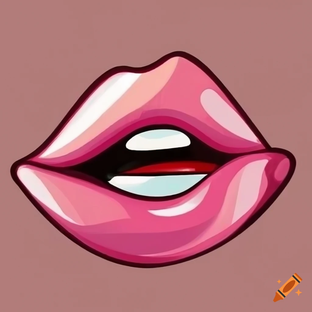 Cartoon Female Mouths with Glossy Lips