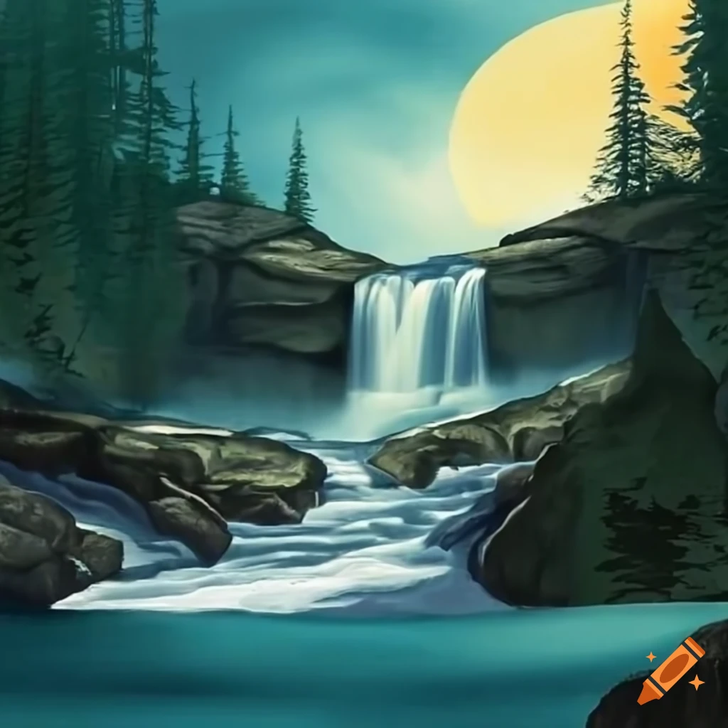 Artwork | Waterfall Painting | Freeup