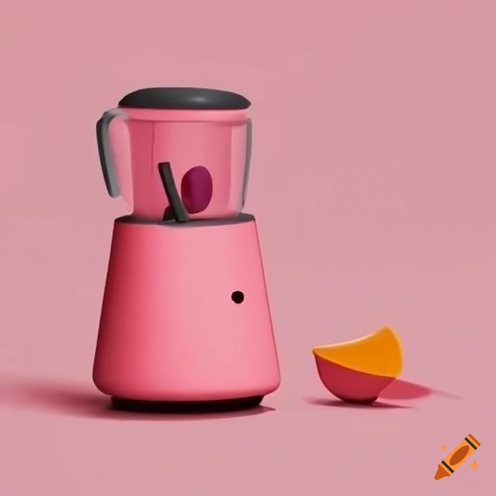 Minimalist tiny pink cute isometric blender appliance
