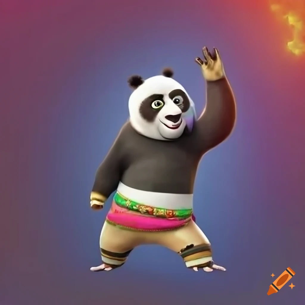 3d colorful thin panda like master shifuji from kungfu panda with