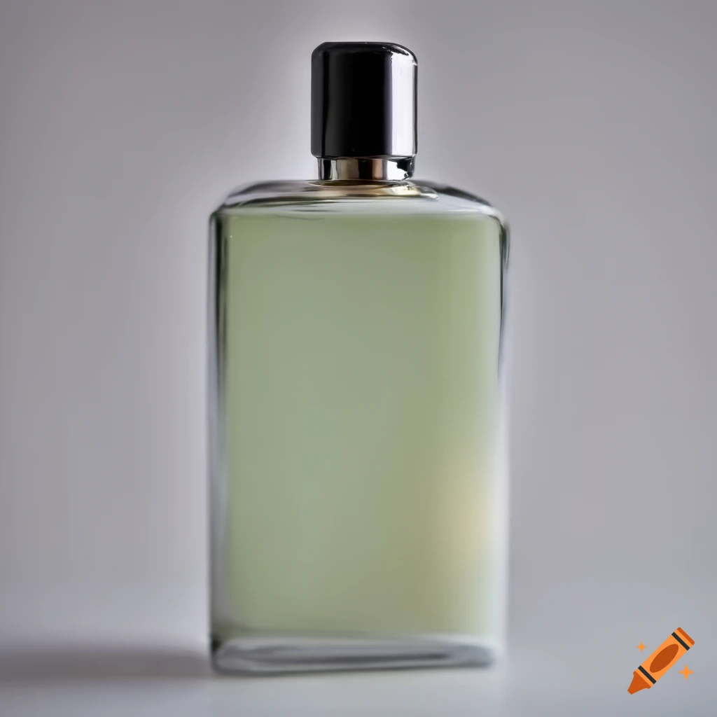 A bottle of cologne on a plain white background