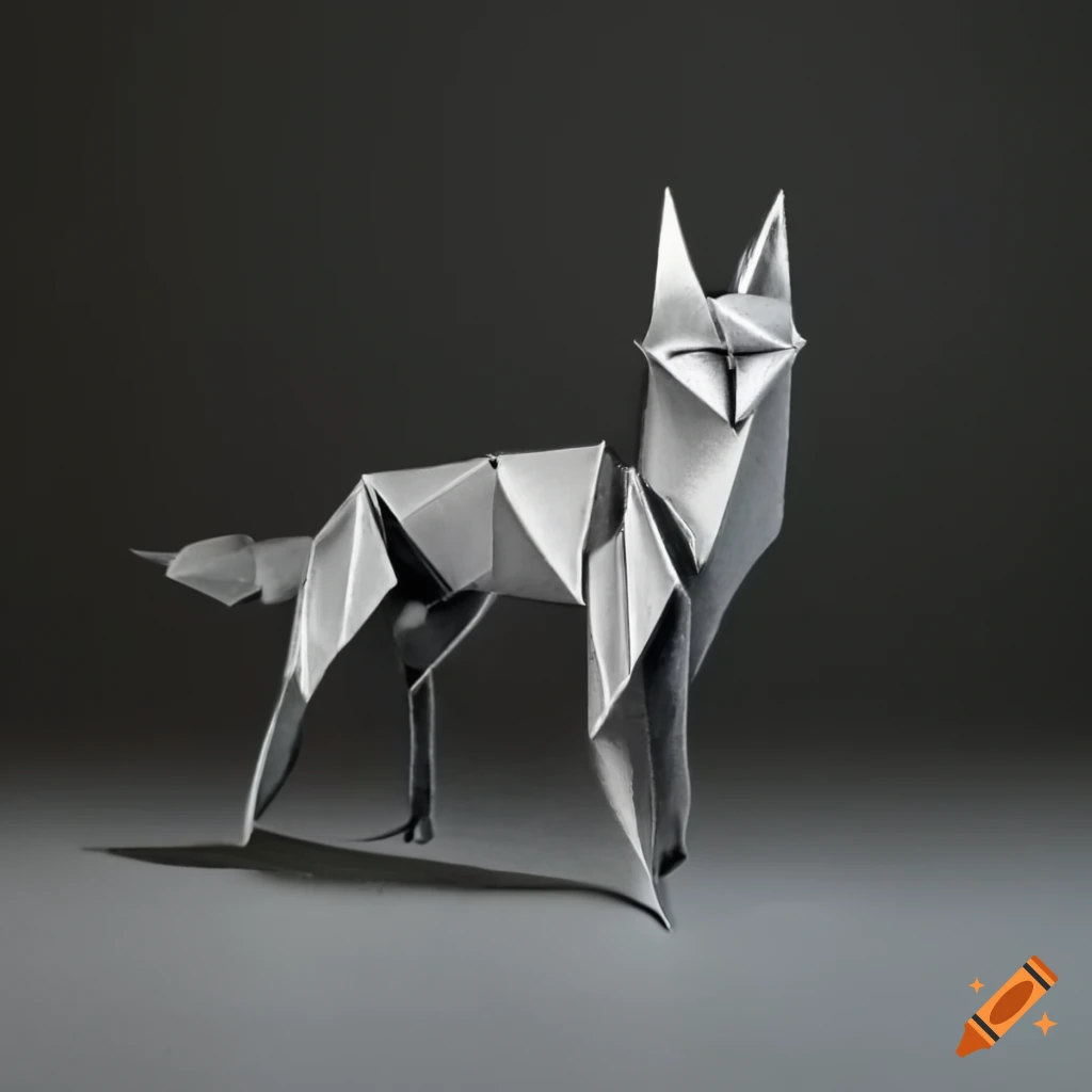Renard métallique en origami