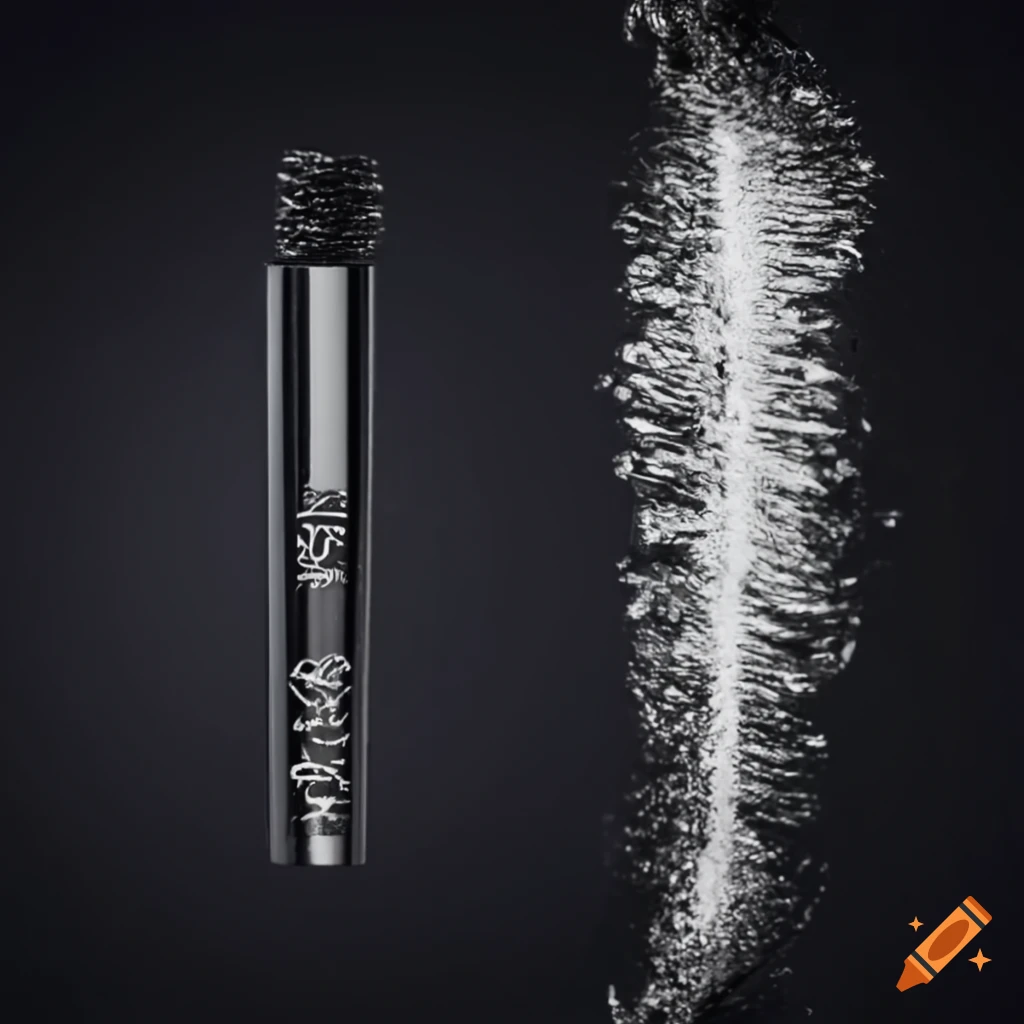 Mascara ad black particles moving from eyelashes to on Craiyon