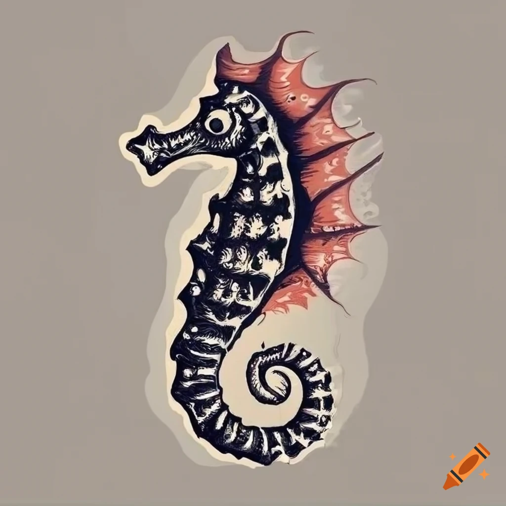 Moon seahorse (Femininity, patience) moon seahorse original tribal tattoo  design