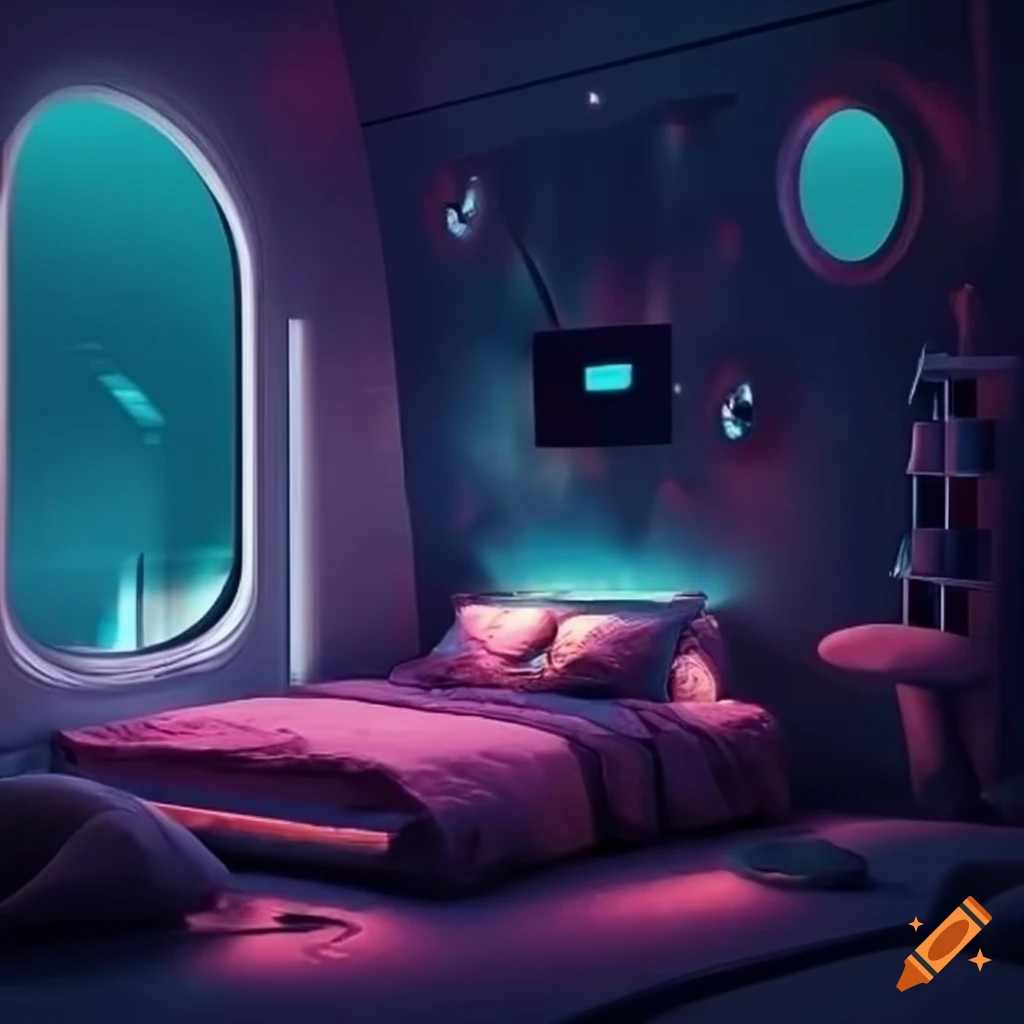 Cozy futuristic bedroom