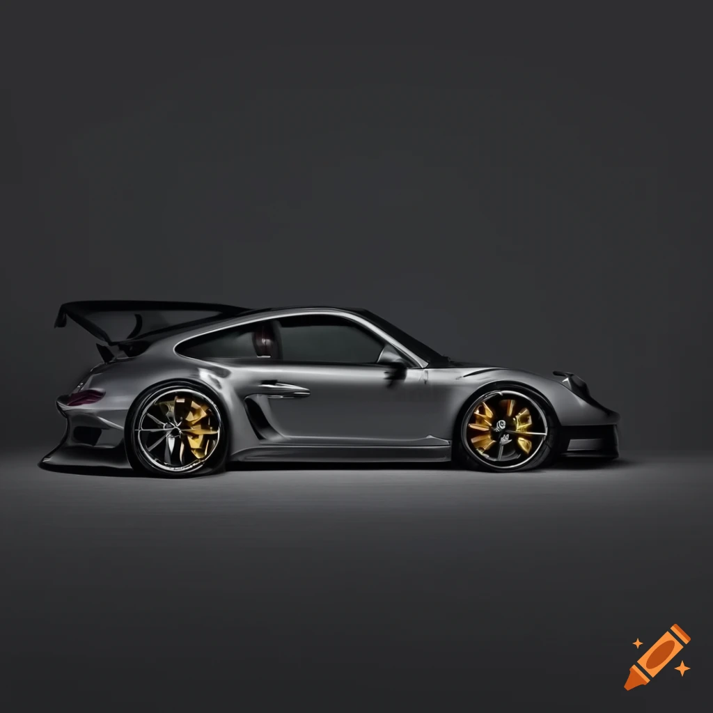Porsche Gt3 Rs Grey Minimalist Wallpaper On Black Background On Craiyon
