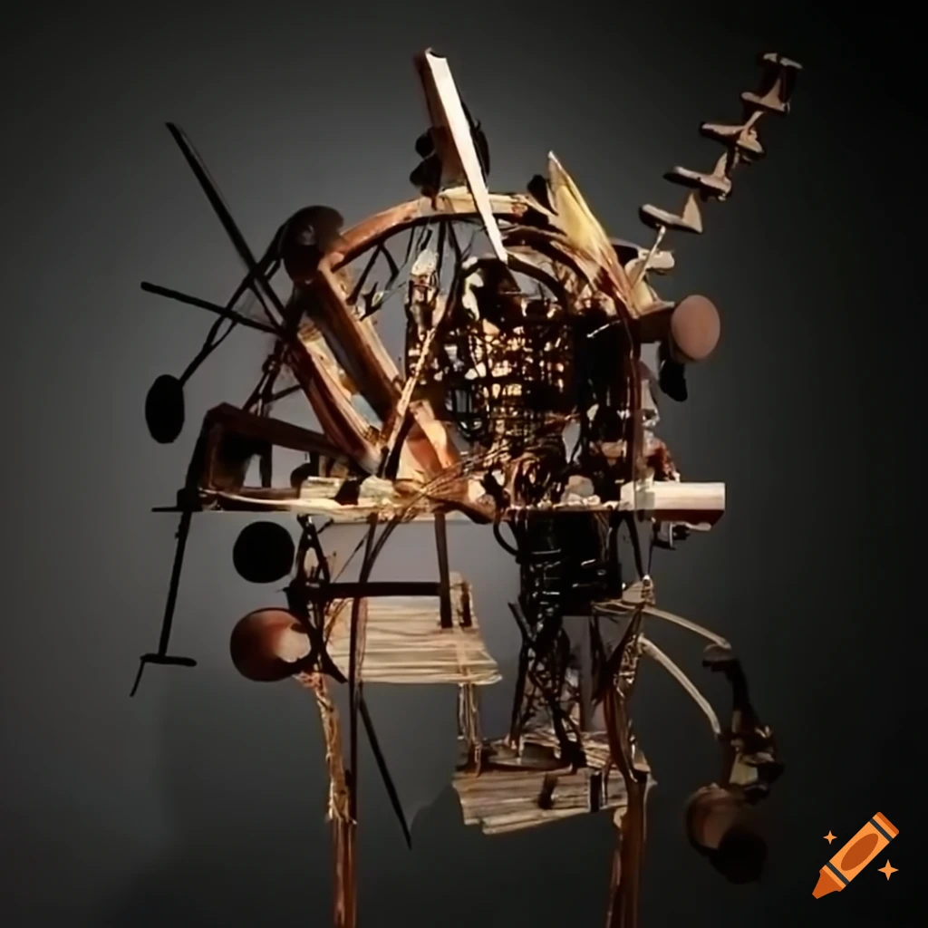 Jean tinguely kinetic art mixed media interactive art feeling alive  elements of the human body on Craiyon