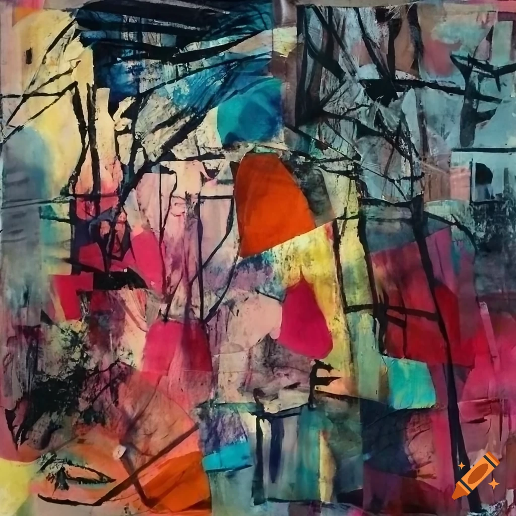 Mixed - media collage abstract painting in the style mark bradford ...