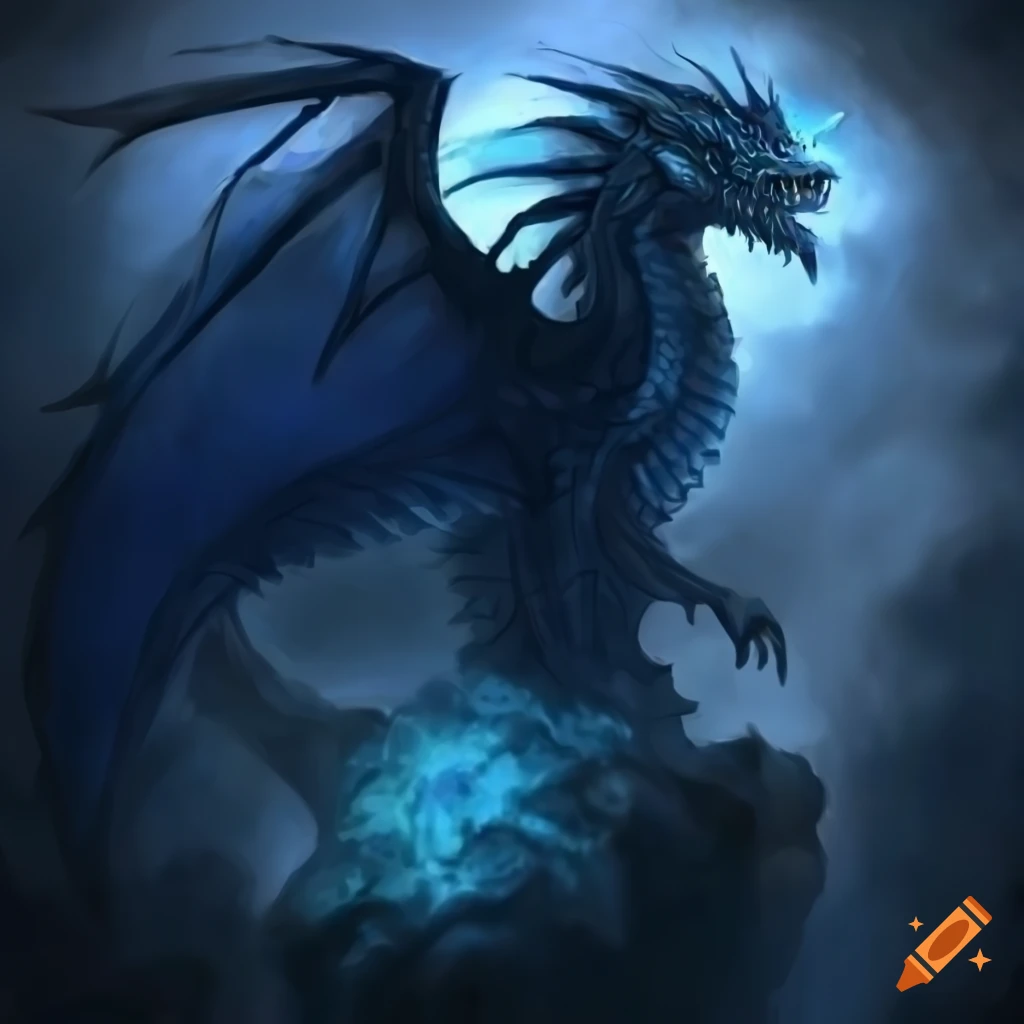 Ancient blue dragon, fantasy, concept art on Craiyon