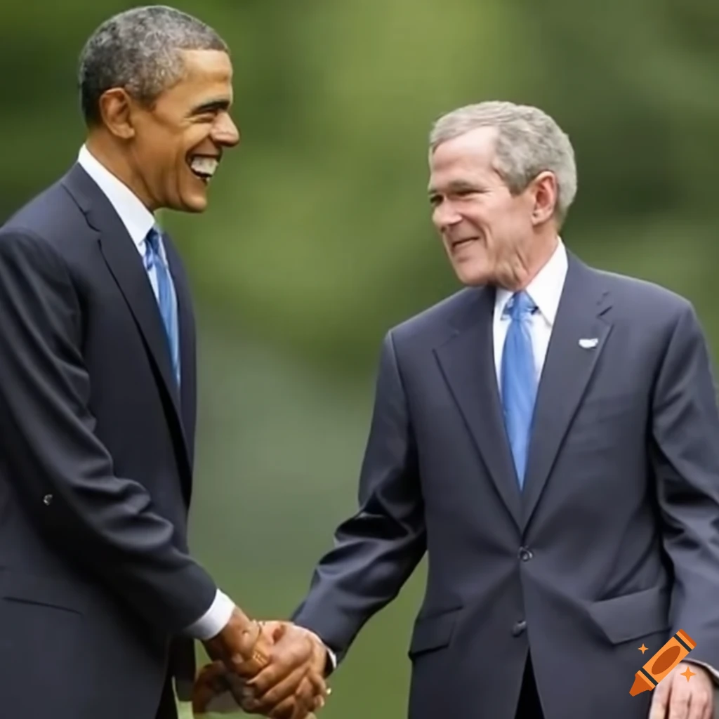 obama shaking hands with george bush