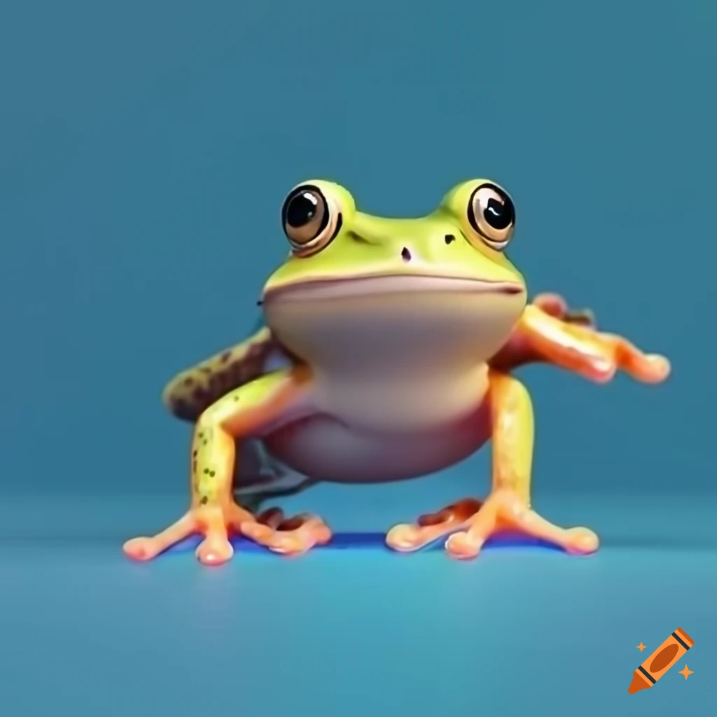 Cute frog with blue background on Craiyon
