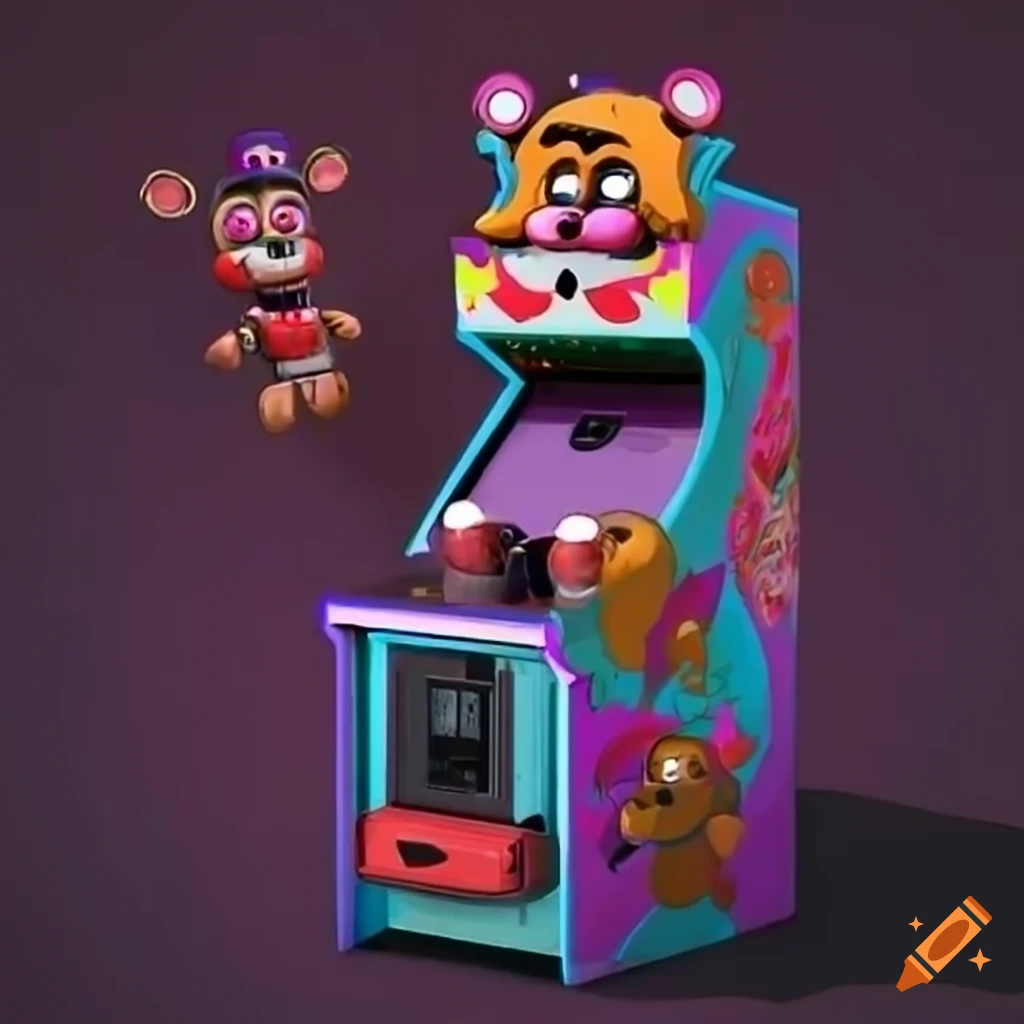 Arcade machine with five nights and freddy theme on Craiyon