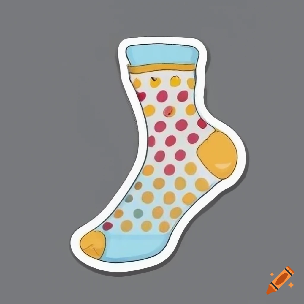 Sticker with white outline. mismatched pair of brightly coloured socks