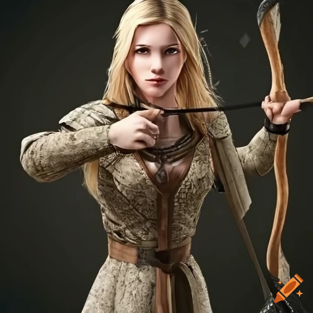 Medieval female archer blonde on Craiyon