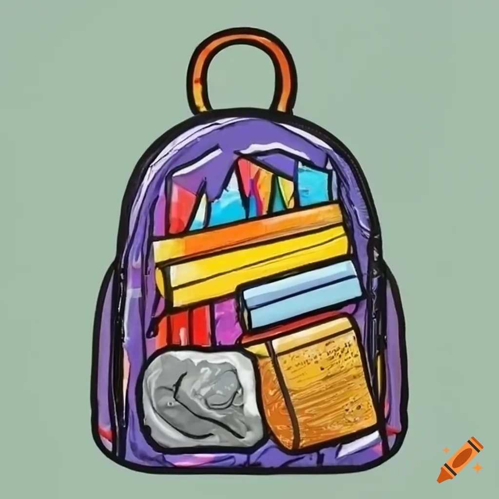 Hand draw illustration of a school bag with stationery objects - stock  vector 2197149 | Crushpixel