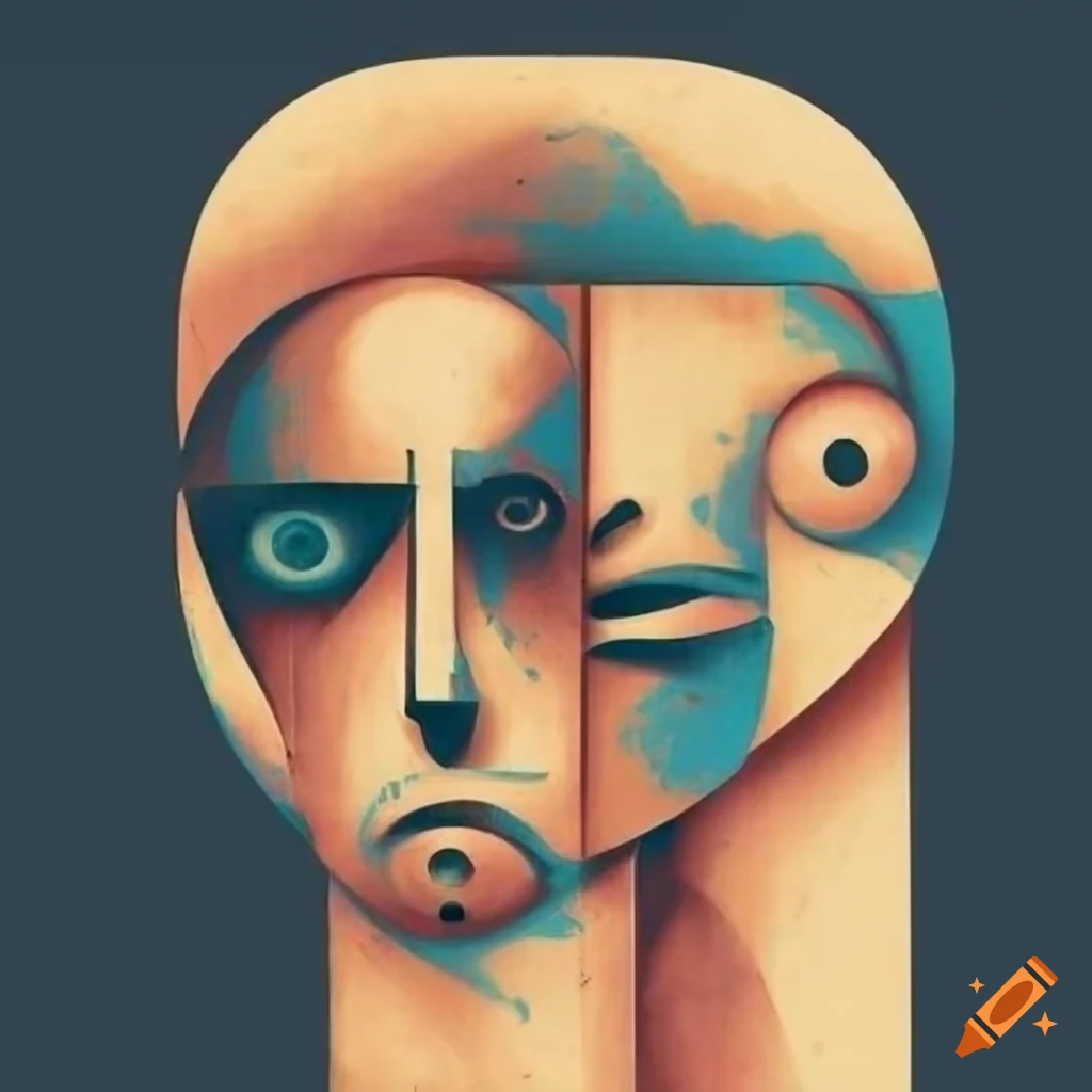 Man pulling one face from another face underneath weird strange