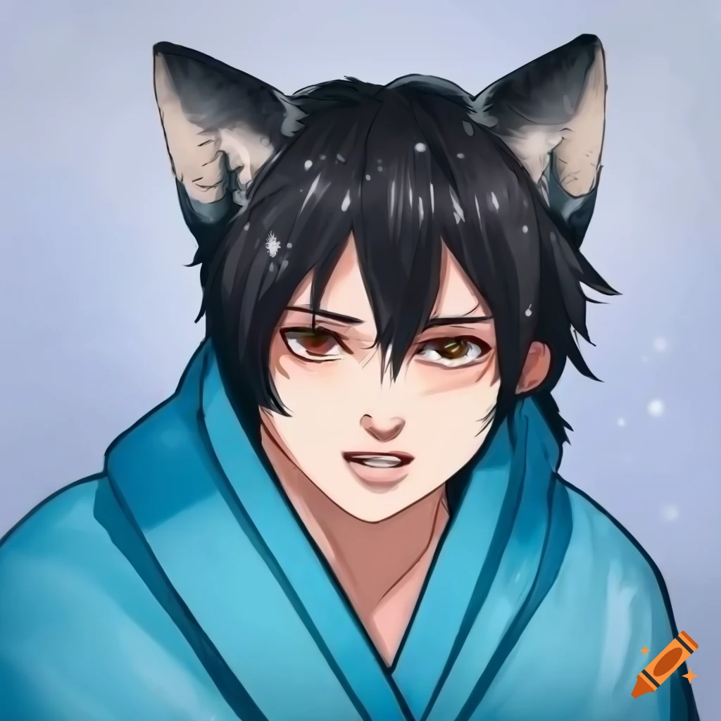 anime guy with wolf ears and tail