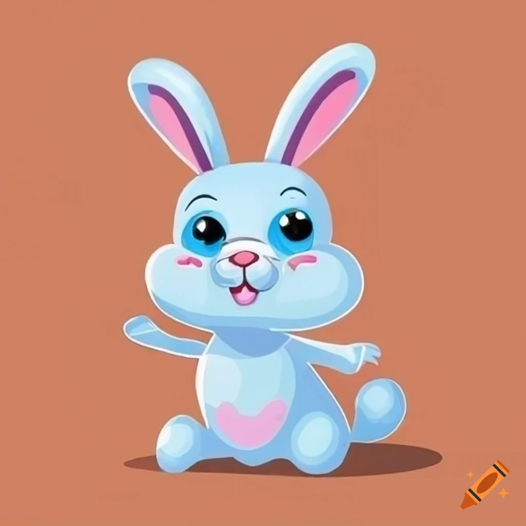 Cute and happy cartoon bunny