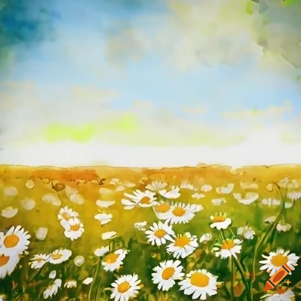 A beautiful field of blooming daisies under a clear sky