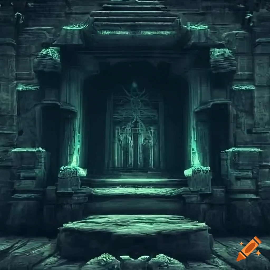 Ancient dark temple on Craiyon