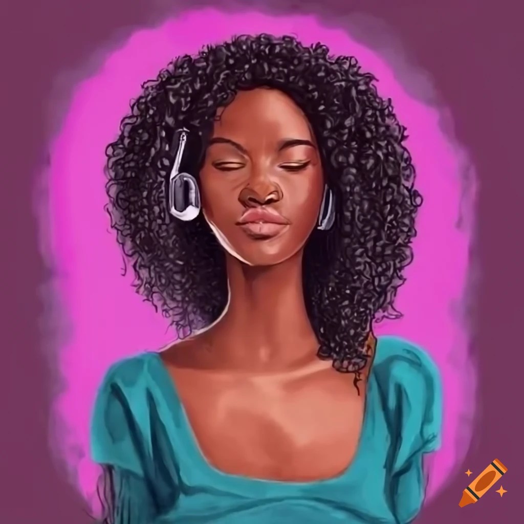drawing-a-grown-black-woman-with-locks-in-her-hair-relaxing-listen-to