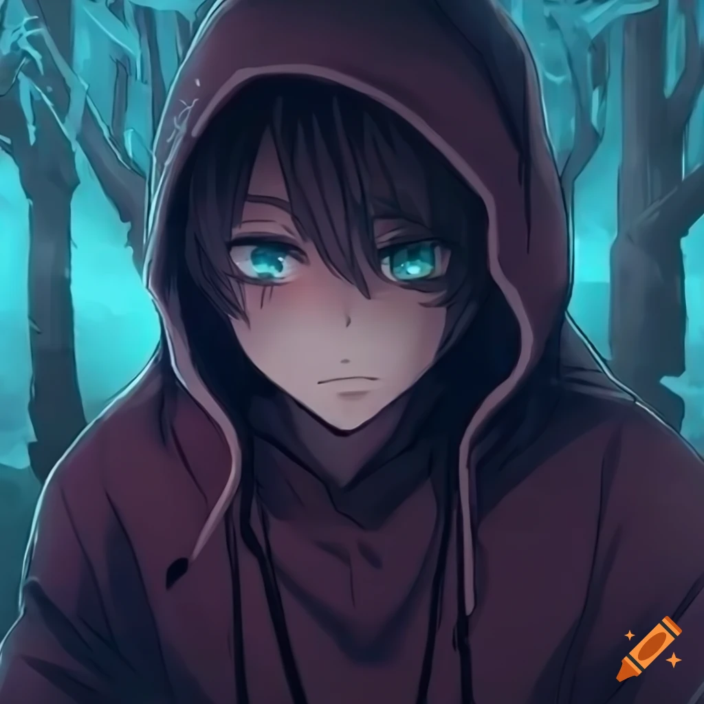 Anime loner guy in hoodie on Craiyon