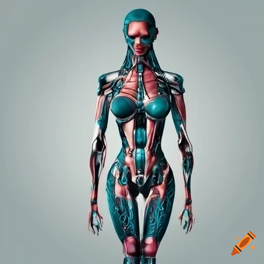 Body of machine female front view overall view