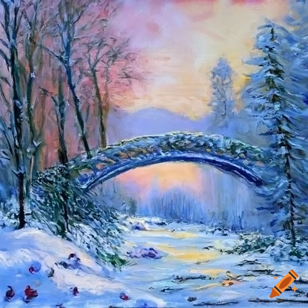 Oil painting, winter, christmas, inspiration
