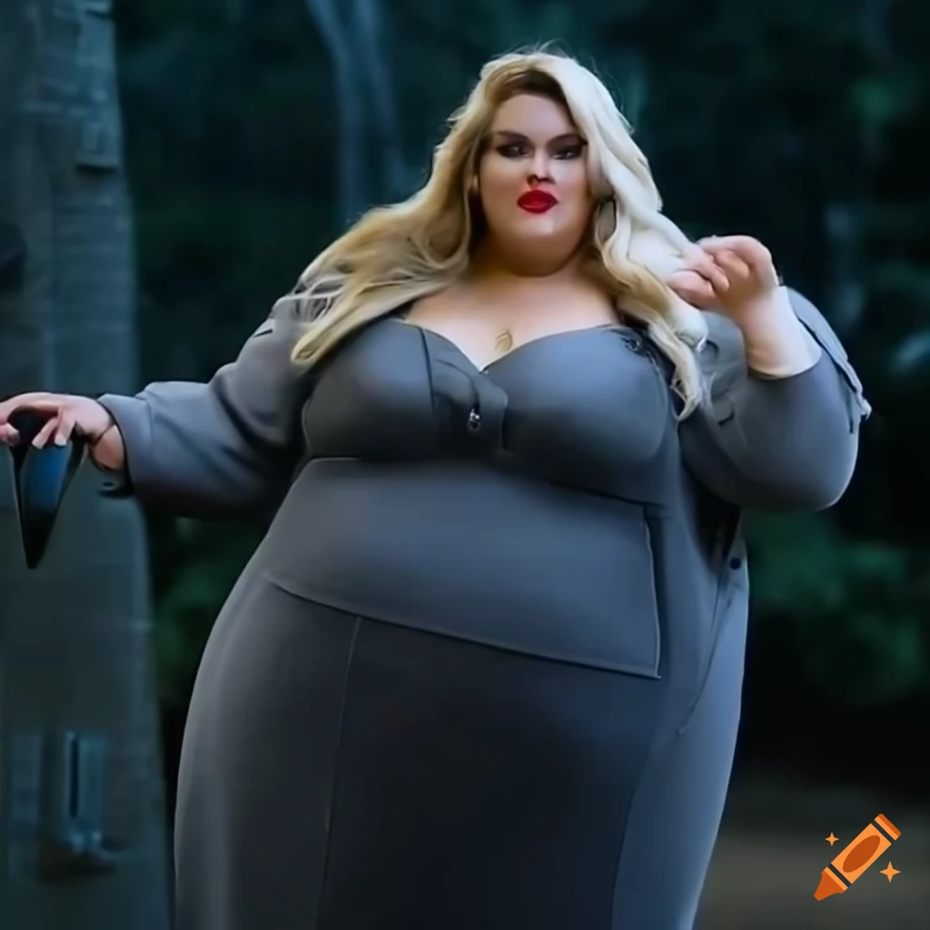 Obese Blonde Lady Lounge Singer My 600 Lb Life Gray Trench Coat