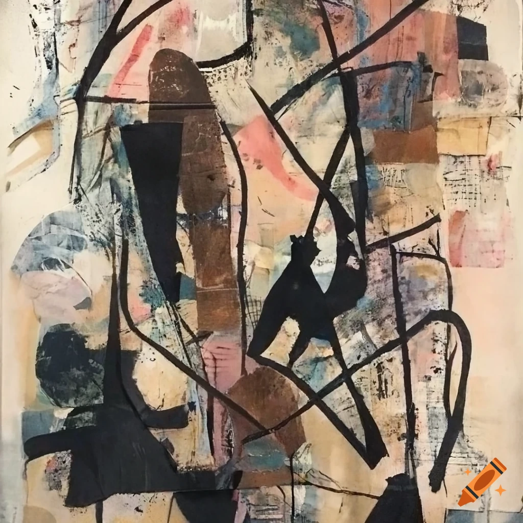 Mixed - media collage abstract painting in the style mark bradford ...