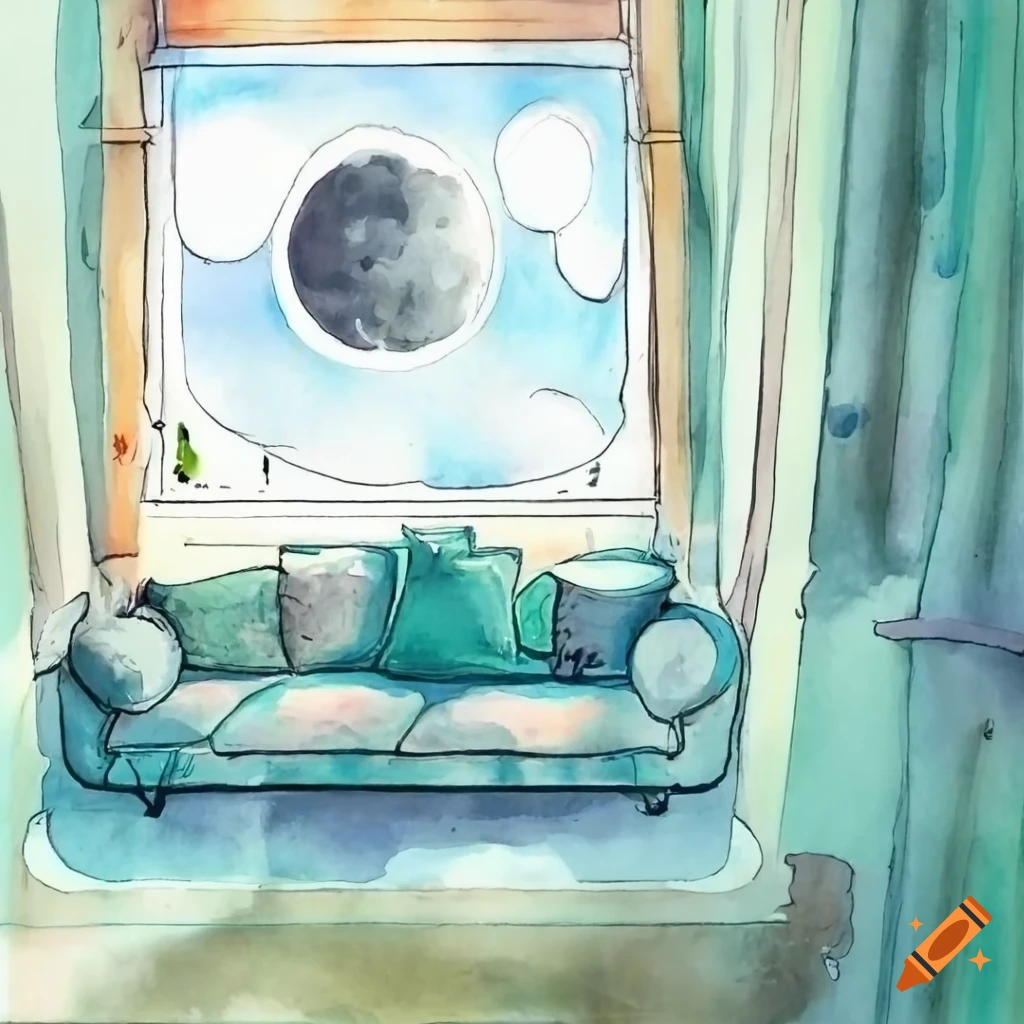 Big Window And Has A Moon Outside Art