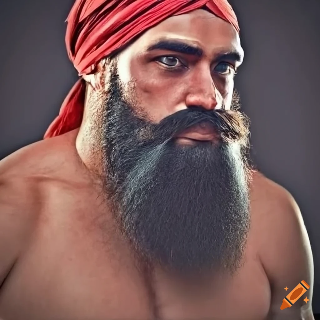Long beard strong physique wise facial features noble appearance
