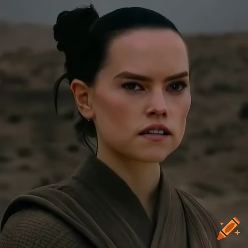 Daisy Riddell Daisy ridley as rey in a devastated desert village with smoke and ...