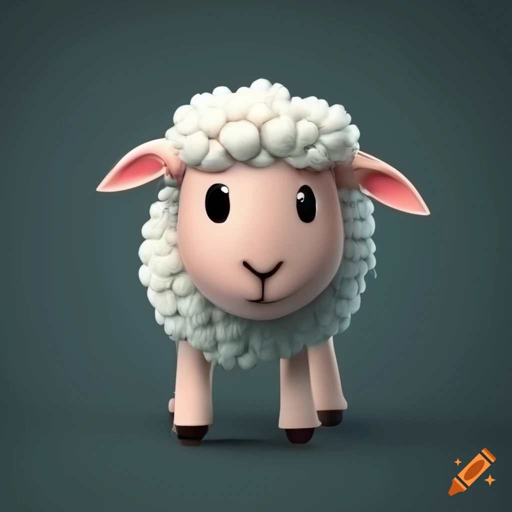 A 3d cute sheep hi res on Craiyon