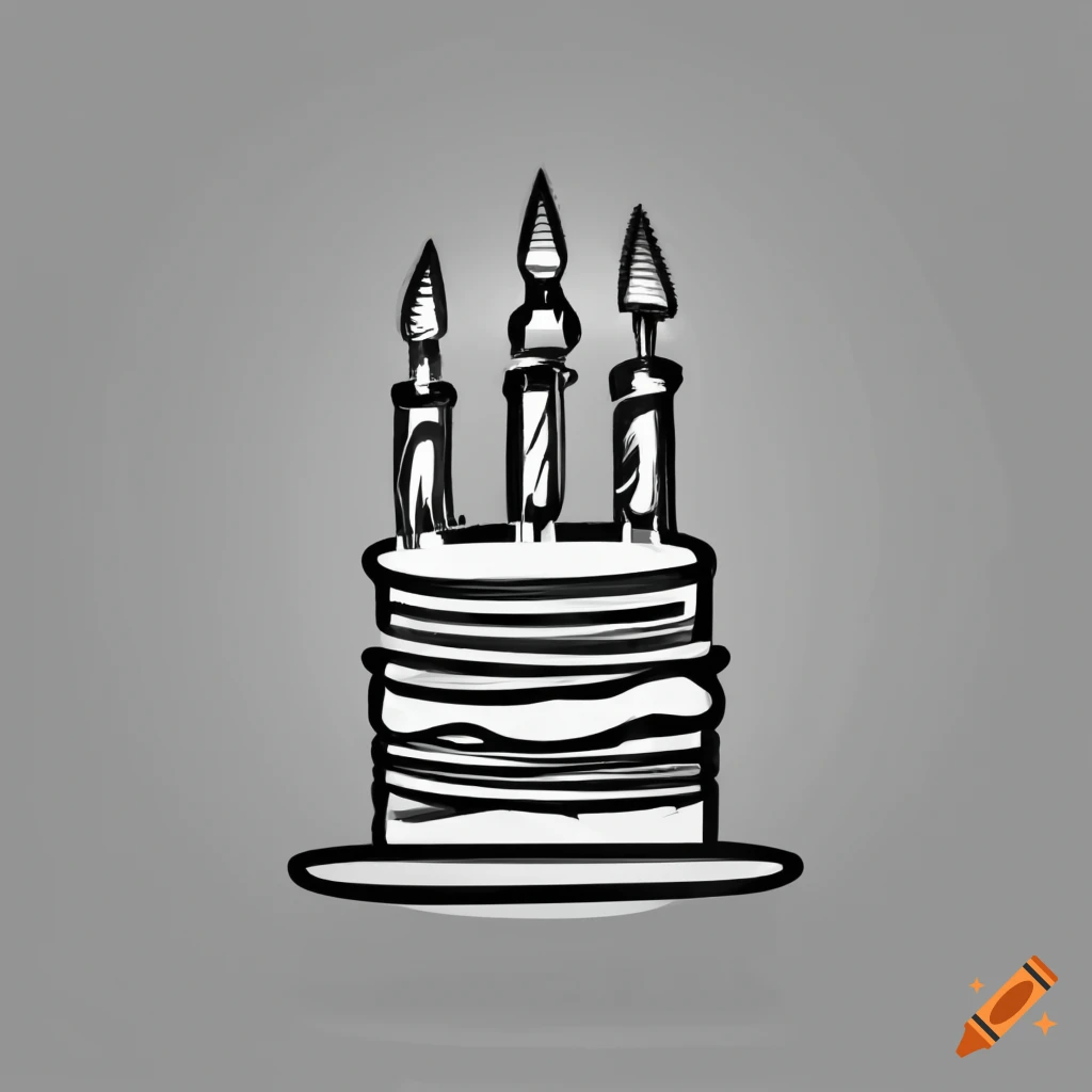 birthday cake vector black and white