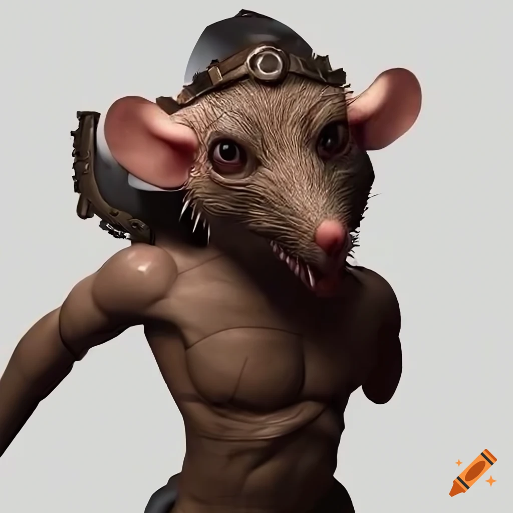 Design an anthropomorphic humanoid rat character with battle-hardened ...