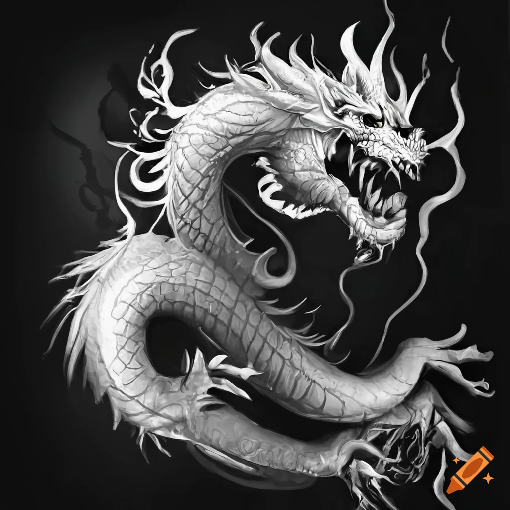 Dragon chinois abstrait noir et blanc on Craiyon
