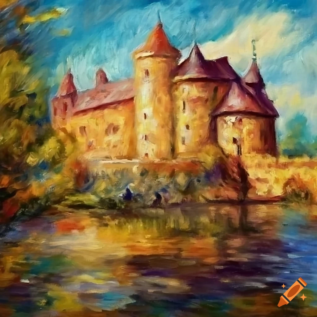 Germanic castle in Renoir style oilpainting on Craiyon