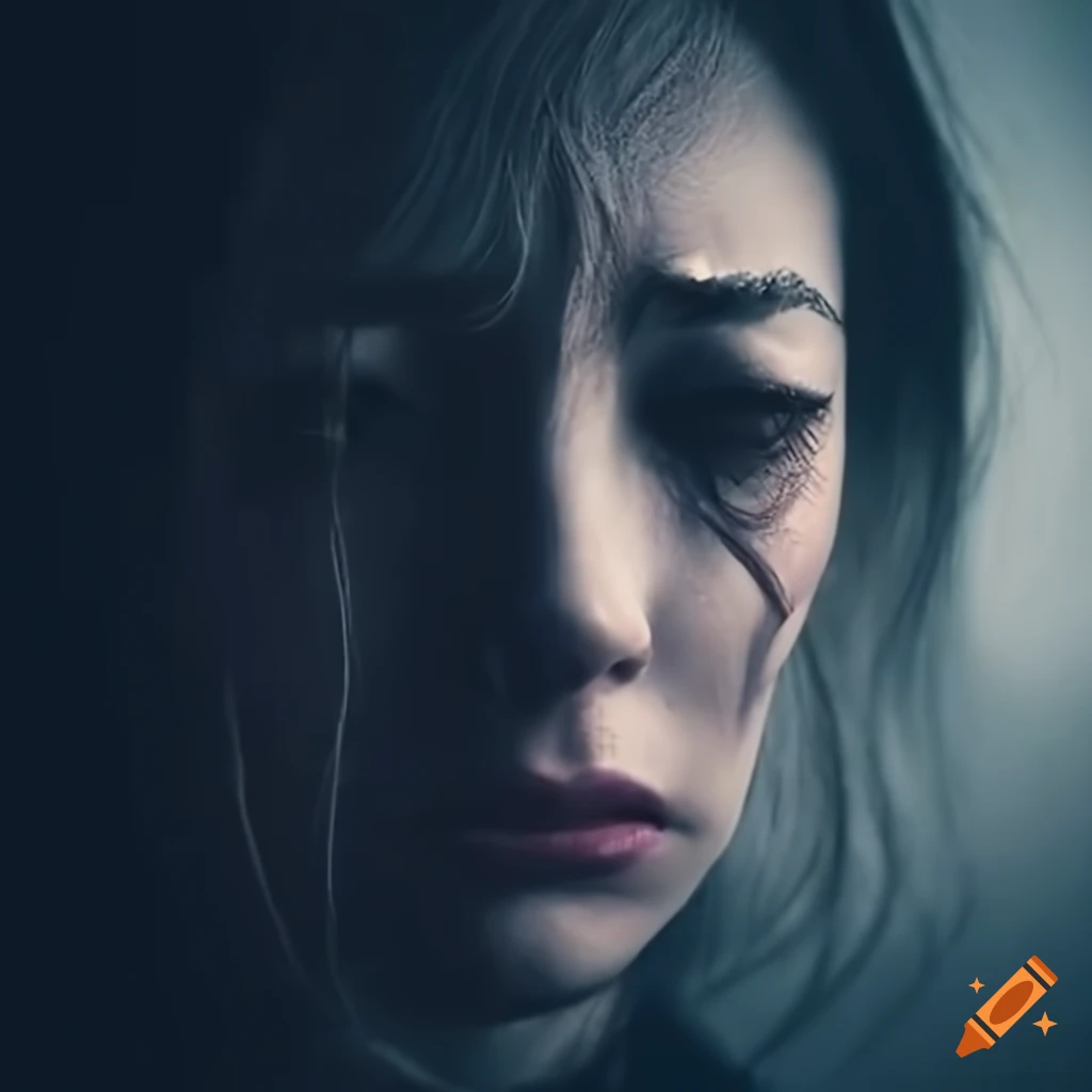 Woman crying sad cinematic mental anger depression