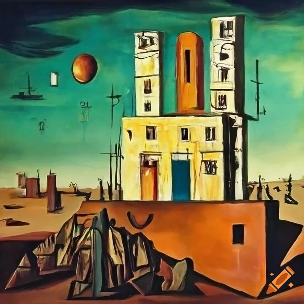 Dali style landscape surrealism giorgio de chirico egon schiele basquiat