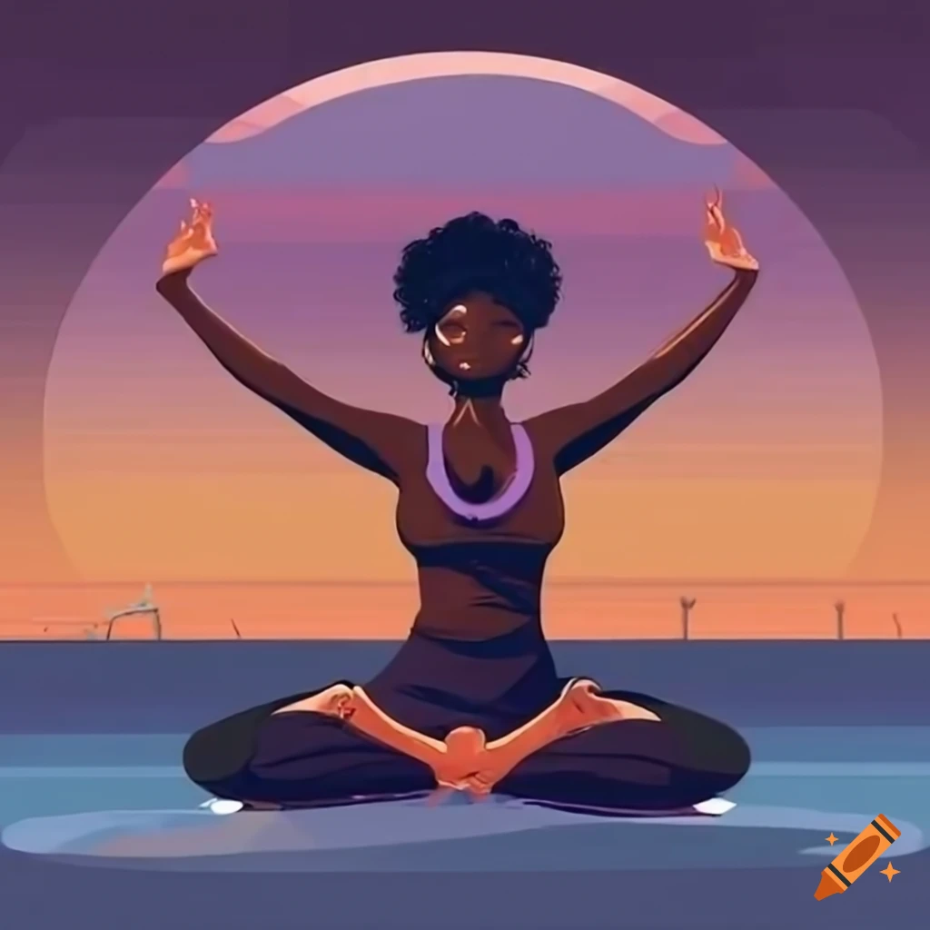 Yoga Poses Yoga Mat Black Women Yoga Black Yogi Brown Girl Art